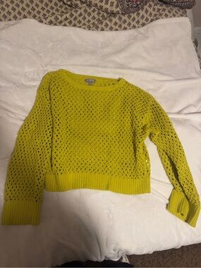 J. Crew Women’s Chartreuse Open-Knit Sweater